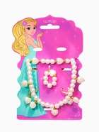 Набор детских украшений «Выбражулька. Стиль в сердце», 4 предмета: клипсы, кольцо, бусы, браслет, белый в золоте - фото 68179974