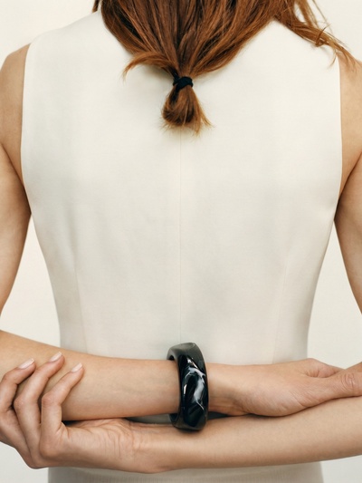 Браслет манжета «Тренд», d=9 см, широкий, акрил, чёрный