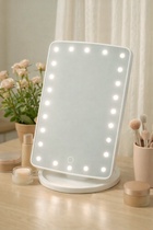 Зеркало с подсветкой KZ-06, 26.5×16×12 см, 22 диода, сенсорная кнопка, белое - фото 68975844