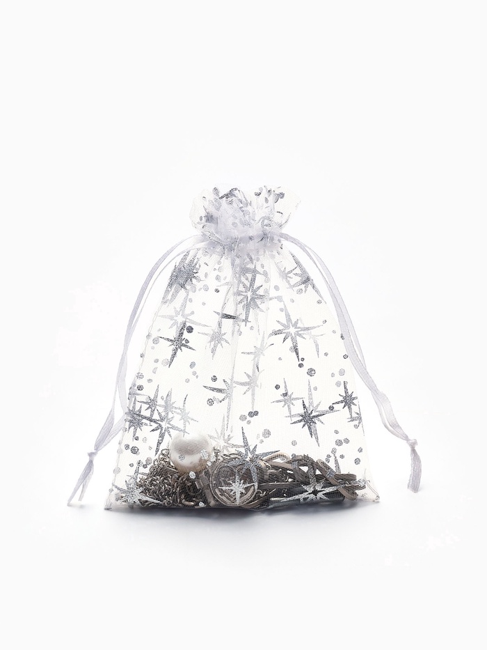 Набор мешочков подарочных «Звёздное сияние», 100 шт. 10×12 см, белый с серебром - Фото 1