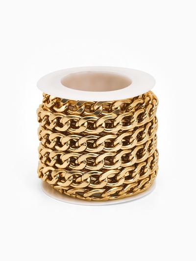 Цепочка с крупными звеньями без карабина на бобине, 13×8.5 мм, L=3 м, цвет золото