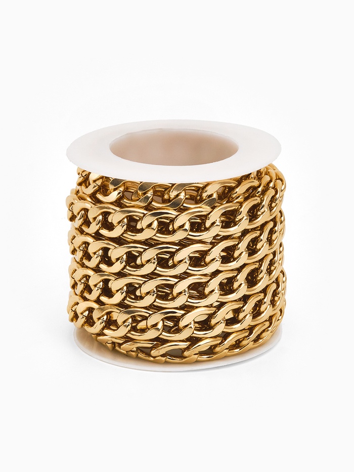 Цепочка с крупными звеньями без карабина на бобине, 13×8.5 мм, L=3 м, цвет золото - Фото 1