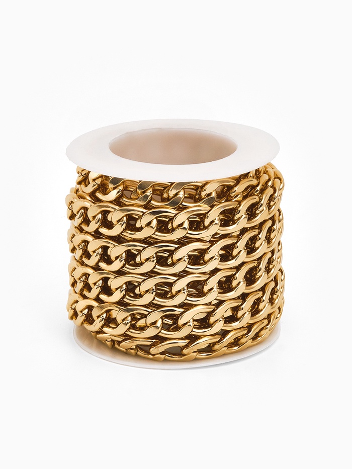 Цепочка с крупными звеньями без карабина на бобине, 13×8.5 мм, L=3 м, цвет золото - Фото 1