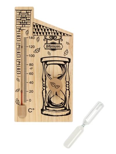 УЦЕНКА Термометр для бани с песочными часами 15 мин «Дом», деревянный, 28×14 см, Добропаровъ 978