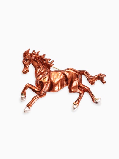 УЦЕНКА Брошь "Лошадь", конь степной, цвет коричневый в золоте