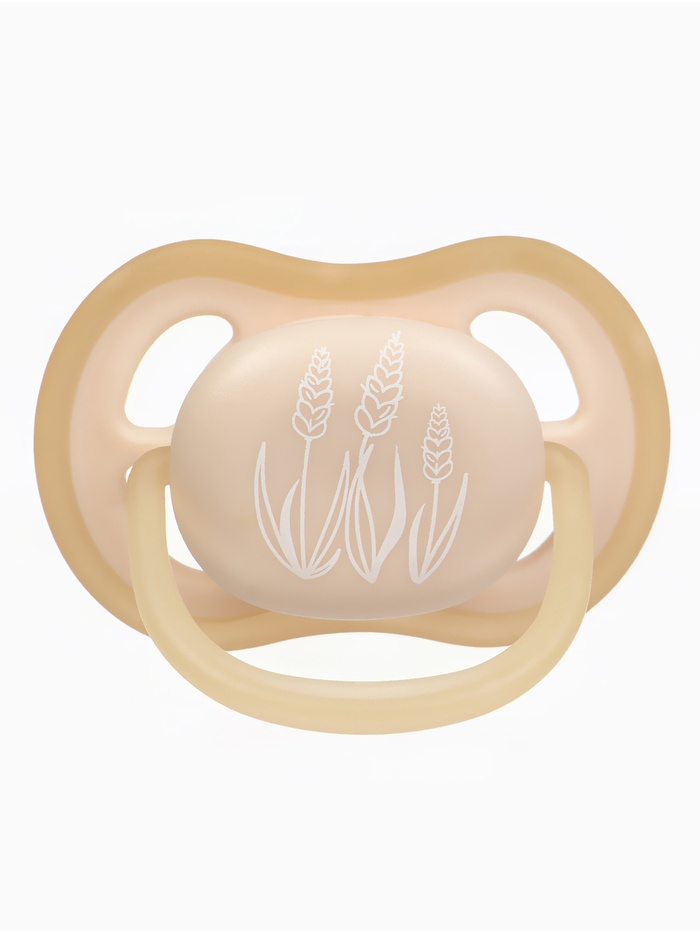 Светящаяся соска-пустышка анатомическая, силикон, от 6 мес., «Колоски», бежевая