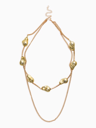 Колье цепочка «барокко», 2 яруса, цвет золото