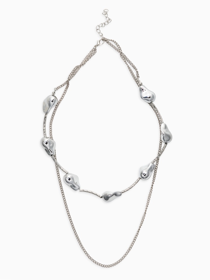 Колье цепочка «барокко», 2 яруса, цвет серебро - Фото 1