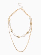 Колье цепочка «Жемчуг барокко», удлиненное, 2 яруса, белое в золоте - фото 68180100