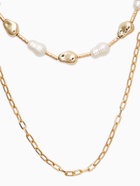 Колье цепочка «Жемчуг барокко», удлиненное, 2 яруса, белое в золоте - Фото 4