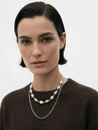 Колье цепочка «Жемчуг барокко», удлиненное, 2 яруса, белое в серебре - фото 68180106