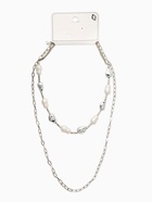 Колье цепочка «Жемчуг барокко», удлиненное, 2 яруса, белое в серебре - фото 68180109