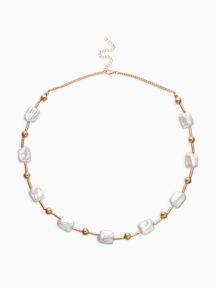 Бусы «Жемчуг. Майорика прямоугольник», L=55 см, белые в золоте - Фото 1