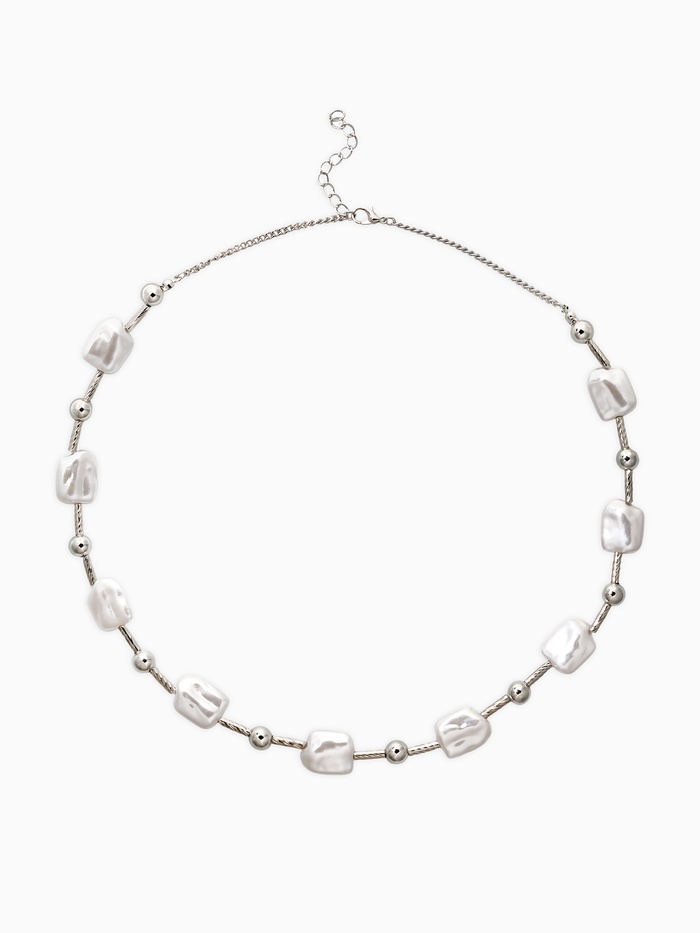 Бусы «Жемчуг. Майорика прямоугольник», L=55 см, белые в серебре - Фото 1