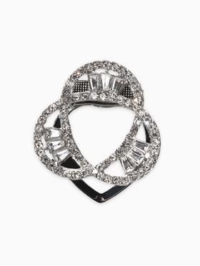 Зажим для платка «Три нити», белый в серебре