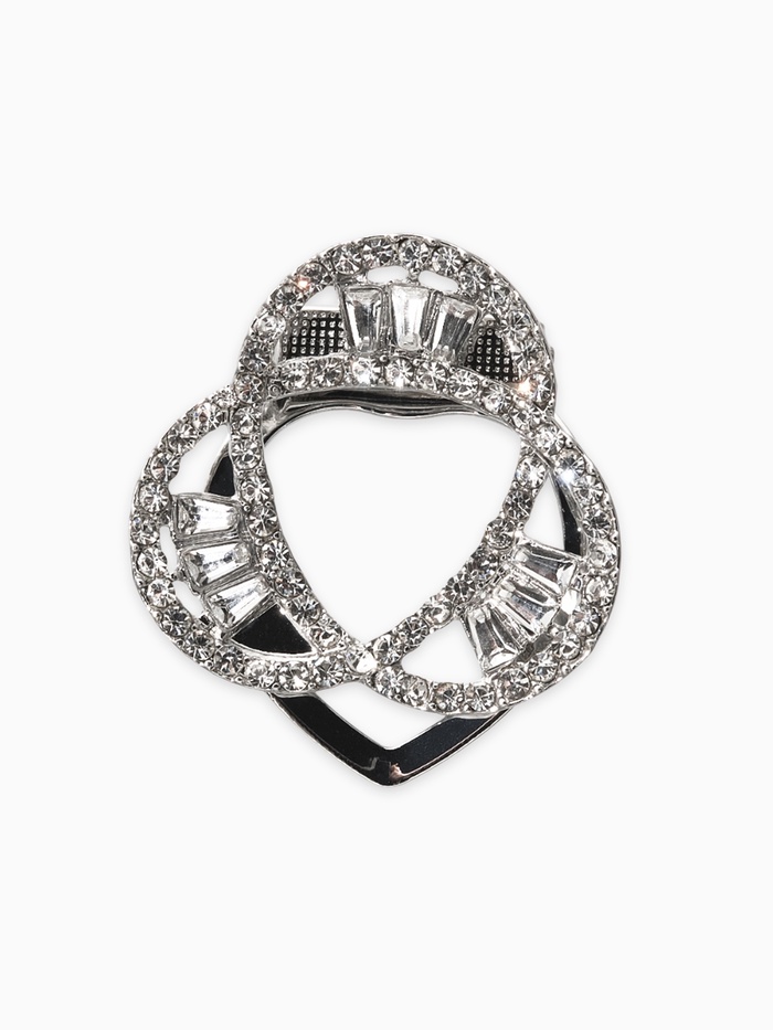 Зажим для платка «Три нити», белый в серебре - Фото 1