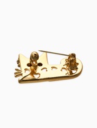 Брошь перламутровая «Котёнок с цветочком», белая в золоте - фото 68180138