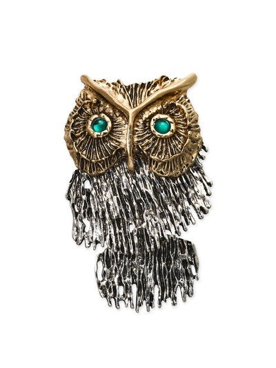 Брошь подвижная «Крупная Сова», разноцветная