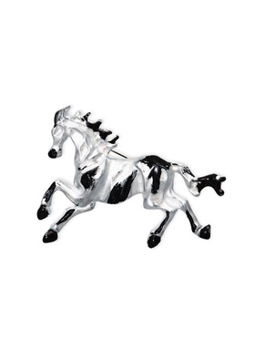 Брошь «Лошадь. Конь в яблочко», чёрно-серебристая в серебре  (артикул 10905929)  большой выбор товаров оптом и в розницу по низким ценам с доставкой