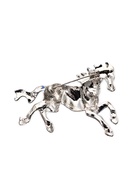 Брошь «Лошадь. Конь в яблочко», чёрно-серебристая в серебре - фото 68180153