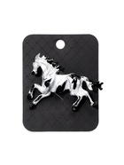 Брошь «Лошадь. Конь в яблочко», чёрно-серебристая в серебре - фото 68180155