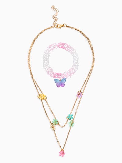 Цепочка и чокер детские «Выбражулька. Бабочки», цветные в золоте