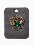 Брошь «Герб Российской Федерации», зелёная в чернёном золоте - Фото 4