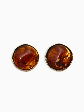 Серьги акрил «Круг», коричневый в золоте