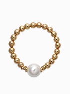 Браслеты из бусин «Стильный жемчуг», набор 5 шт. бусины №8 и 16, белый в золоте - фото 68180235