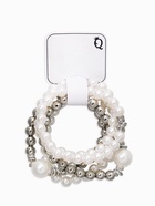 Браслеты из бусин «Стильный жемчуг», набор 5 шт. бусины №8 и 16, белый в серебре - фото 68180244