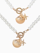 Набор 2 предмета: бусы. браслет «Жемчуг. Ракушка вонголе», L=18/42 см, №8, белый в золоте - фото 68180258