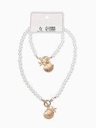 Набор 2 предмета: бусы. браслет «Жемчуг. Ракушка вонголе», L=18/42 см, №8, белый в золоте - фото 68180262