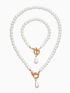 Набор 2 предмета: бусы. браслет «Жемчуг. Капелька», L=18/42 см, №8, белый в золоте - фото 68180273