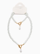 Набор 2 предмета: бусы. браслет «Жемчуг. Капелька», L=18/42 см, №8, белый в золоте - Фото 3