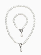 Набор 2 предмета: бусы. браслет «Жемчуг. Капелька», L=18/42 см, №8, белый в серебре - Фото 1