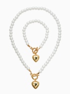 Набор 2 предмета: бусы. браслет «Жемчуг. Сердце», L=18/42 см, №8, белый в золоте - фото 68180279