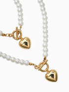 Набор 2 предмета: бусы. браслет «Жемчуг. Сердце», L=18/42 см, №8, белый в золоте - фото 68180280