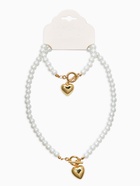 Набор 2 предмета: бусы. браслет «Жемчуг. Сердце», L=18/42 см, №8, белый в золоте - фото 68180281