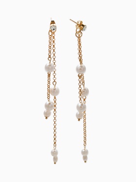 Серьги висячие «Жемчужные капли», белые в золоте