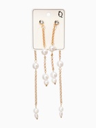 Серьги висячие «Жемчужные капли», белые в золоте - фото 68180299