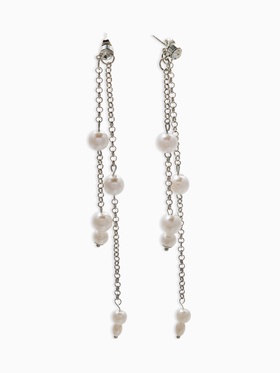 Серьги висячие «Жемчужные капли», белые в серебре