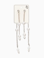 Серьги висячие «Жемчужные капли», белые в серебре - фото 68180302