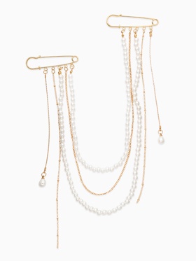 Булавки «Жемчужный аксельбант», пластик, белые в золоте