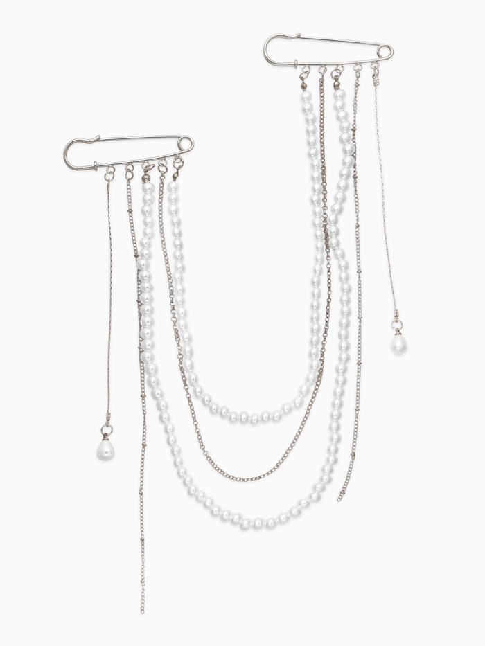 Булавки «Жемчужный аксельбант», пластик, белые в серебре