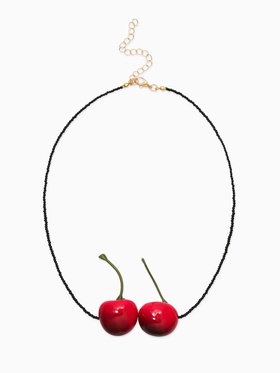 Кулон на шнурке «Парочка вишен», красный