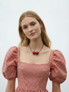 Кулон на шнурке «Парочка вишен», L=40 см, красный  (артикул 10936616)  большой выбор товаров оптом и в розницу по низким ценам с доставкой