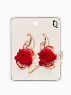 Серьги из стекла «Море. Рыба», красные в золоте - фото 68180324