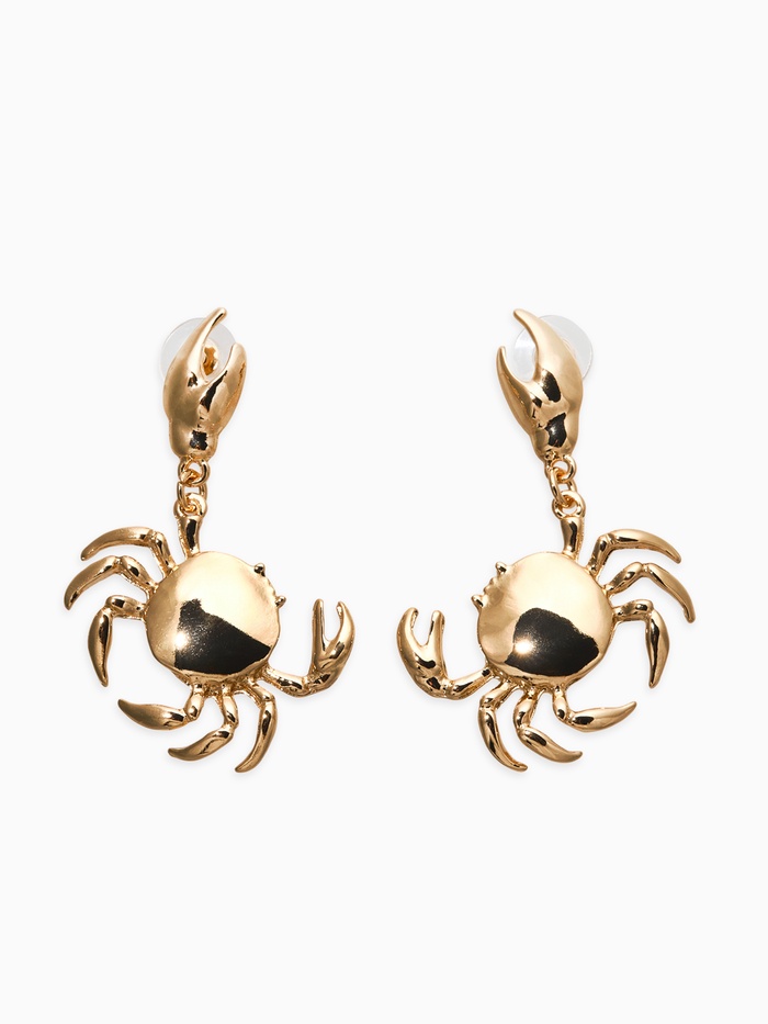 Серьги висячие «Краб», цвет золото