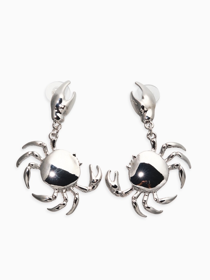 Серьги висячие «Краб», цвет серебро