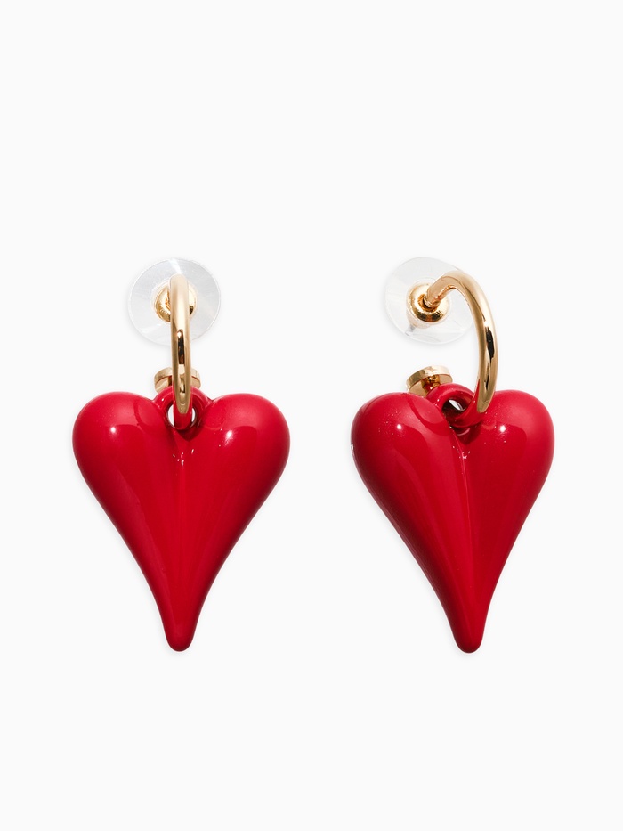 Серьги со съёмными подвесками «Сердца вытянутые», красные в золоте